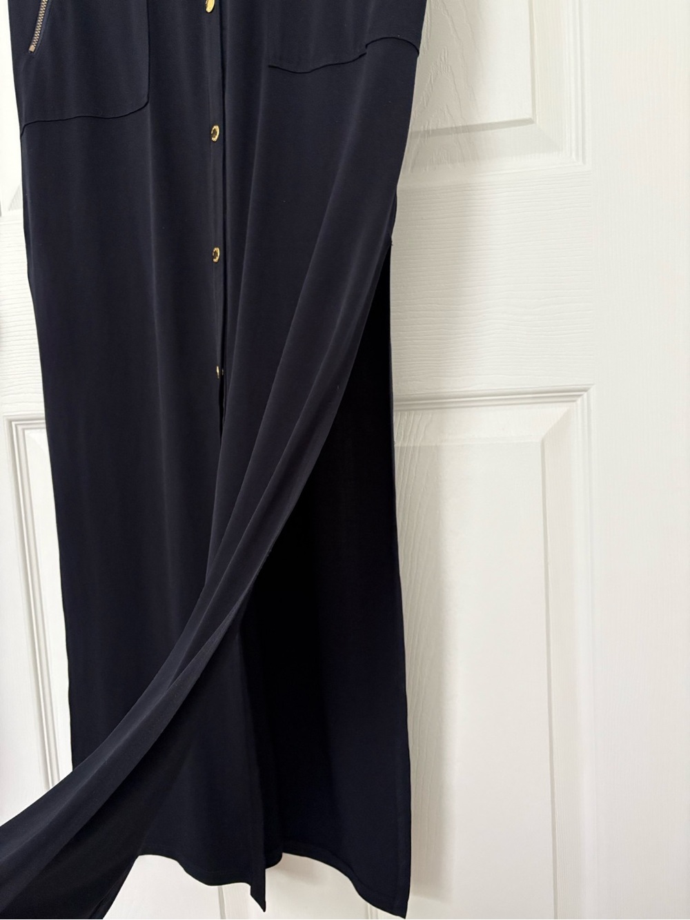 Michael Kors Black Maxi Dress with Gold Colored Buttons - Picture 3 of 8